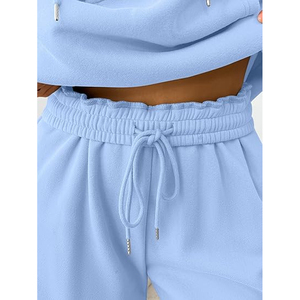 Ensemble assorti sweat à capuche et pantalon de couleur neutre pour femme, style streetwear oversize, tenue de mode hivernale - Product Image 6