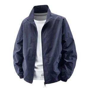Men's Spring Autumn Varsity <b>Jacket</b> ODM Finished <b>Waterproof</b> Windproof Polyester Cotton Hoodless Stand Collar <b>Thin</b> Zipper Closure - Product Image 2