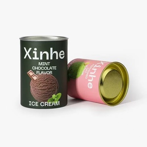 Tube en papier de qualité supérieure avec couvercle métallique pour l'emballage de crème glacée - Product Image 1