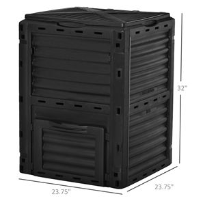 Bac à compost en plastique de grande taille de 80 gallons pour jardin extérieur, montage facile, noir - Product Image 3