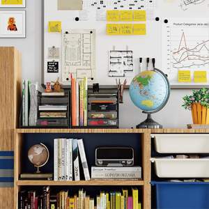 Organizador de Escritorio de Malla Rectangular de Acero al Carbono Apilable de 5 Niveles HUHOLE, Diseño Funcional Negro - Product Image 1