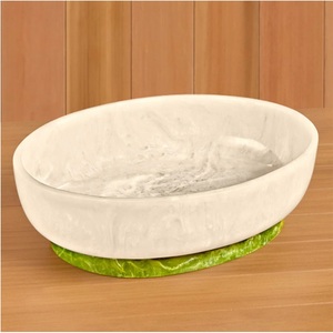 High Quality Resin Serving Platters Handmade Resin Oval Bowl White Swirl Table Decor Modern Gift For Wedding Housewarming Dishes - Product Image 2