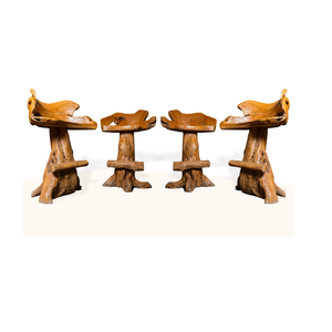 ARTERRA Premium Eco-Friendly Antique Rustic Teak Root Bar <b>Table</b> Set <b>with</b> Handcrafted <b>Stools</b> for Hotel Bar Cafe & Resort - Product Image 2