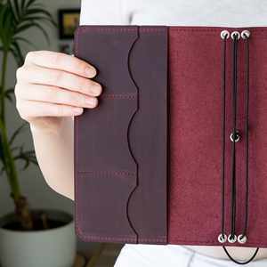 Housse de carnet en cuir véritable pliable de luxe, idéale pour les voyages, avec protection, rechargeable, porte-journal quotidien NBC-0022 - Product Image 5