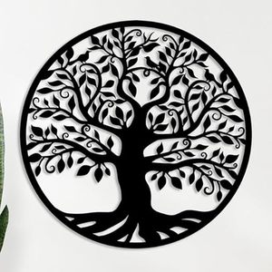 Arte Metálico para Pared Árbol de la Vida, Decoración de Pared de Hierro Cortado con Láser, Elegante Decoración para Sala de Estar - Product Image 1