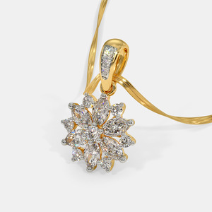 Collar con Colgante de Diamante Cultivado en Laboratorio con Diseño Floral de Copo de Nieve en Oro Amarillo - Product Image 6