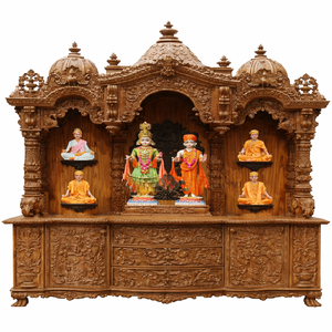 Gran Templo Mandir Swaminarayan con Espacio de Almacenamiento a Precio Mayorista, Templo Hindú Tradicional de Madera de Teca Marrón Grande con Almacenamiento, Reino Unido - Product Image 1