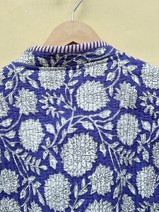 Indian Handmade 100% Cotton Eco-Friendly <b>Quilted</b> Anti-Wrinkle Breathable Quick Dry Digital Printed Front Pocket <b>Jacket</b> - Product Image 4