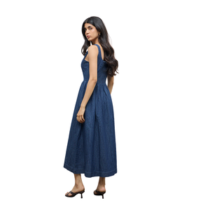 Robe midi en jean pour femme, décontractée, en coton, pour tous les jours, fabricant OEM ODM - Product Image 3
