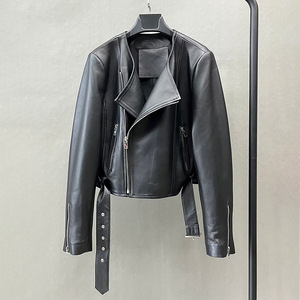 Chaqueta de Motociclista Personalizada para Mujer, de Cuero Genuino, Transpirable, con Logotipo Bordado, Etiqueta Personalizada, Ropa Exterior de Moda para Motocicleta - Product Image 1