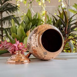 Distributeur d'eau en cuivre avec motif floral en relief et robinet pour usage domestique - Product Image 5