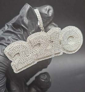 Colgante de Moissanita con Número Personalizado y Letra Inicial, Estilo Hip Hop, para Joyería Fina de Plata de Ley 925, Colgantes y Dijes - Product Image 1