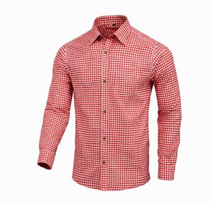 Mens Authentic Red Bavarian Oktoberfest Trachten Casual Shirt Autumn Classic Cotton Long Sleeve Anti-Pilling Broadcloth S 4XL - Product Image 1