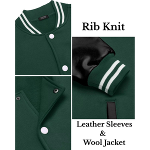 OEM Custom Embroidered Logo Varsity Bomber Jacket Comfortable Professional Design Leather Sleeves Jacket for <b>men</b> patchwork - Product Image 3