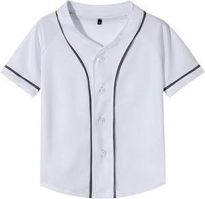 Camiseta de Béisbol Blanca Unisex de Manga Corta con Cuello en V, Cintura Elástica, Absorbe la Humedad, Corte Regular, Prenda para Adultos Sublimada - Product Image 1