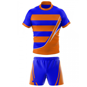 Men's Striped Rugby Jersey Set Short Sleeve Moisture Wicking Fitted All Seasons Sublimated Print - Product Image 2