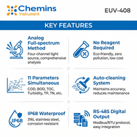 Sonde optique d'analyse de l'eau à faible consommation d'énergie Chemins, protection IP68, coque de capteur en acier inoxydable 316L, pour rivières et lacs, 12-24VDC
