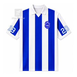 Camiseta de fútbol personalizada de la hermandad Zeta Phi Beta, manga corta, logotipo en la parte delantera, camisa de poliéster a rayas azules y blancas para mujer - Product Image 1