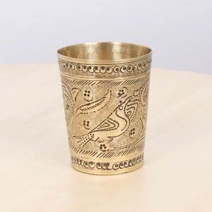Traditional Brass Drinking Glass with Handmade Engraving Vintage Style Tumbler Cup <b>for</b> Home <b>Kitchen</b> <b>Decor</b> Gift <b>Item</b> Hotel <b>Decor</b> - Product Image 2