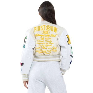 Veste universitaire en tricot brodée pour femmes 2025, respirante, veste bomber de baseball d'hiver, streetwear, design artistique, laine, cuir - Product Image 5