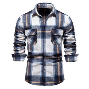 Camisa de franela cálida y cómoda para hombre, OEM ODM, con diseño clásico a cuadros, manga larga, con botones, para trabajo, uso casual y actividades al aire libre. - Product Image 1