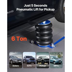 Martinetto Pneumatico da 6 Tonnellate/13227 Libbre con Altezza di Sollevamento fino a 26,5 Pollici, Maniglia Regolabile con Cuscinetto in Gomma Spessa, per Auto 2-5 - Product Image 2