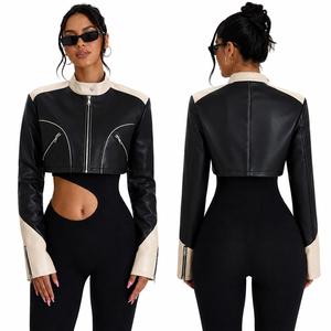 Chaqueta Corta de Cuero Sintético PU para Mujer, Estilo Moto, con Cierre, Chaqueta Biker, Ropa de Calle, OEM ODM - Product Image 2