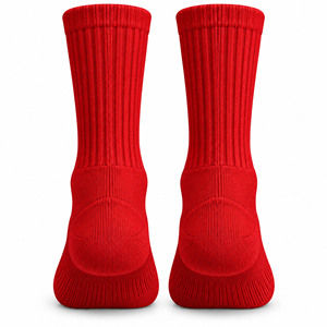 Red Crew <b>Socks</b> <b>Breathable</b> Knitted Solid Color Basketball Sports <b>Socks</b> for Adults - Product Image 3