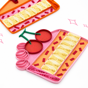 Carte de vœux artisanale de haute qualité en quilling, thème gâteau et cerises, pour anniversaire, papeterie cadeau, fabricant - Product Image 3