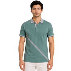 Camiseta Polo Personalizada para Hombre en Verde Salvia y Gris, Manga Corta, Informal, para Golf, Marca Privada, Transpirable, Uniforme, Venta al Por Mayor - Product Image 1