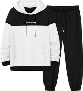 Conjunto deportivo de chándal con capucha para hombre, de dos piezas, con bloques de color, de forro polar, para correr. - Product Image 6