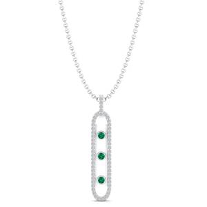 Colliers pendentifs REYES en or massif 14 carats plaqué rhodium, sertis d'une émeraude ronde de 0,12 carat, haute qualité, bijoux fins pour femmes - Product Image 2