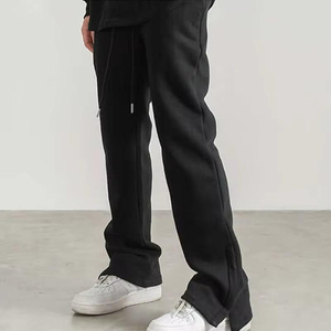 Men's Midweight Warm <b>Canvas</b> Wide Leg Plus Size Flare Full Length Trousers Washed <b>Plain</b> - Product Image 3
