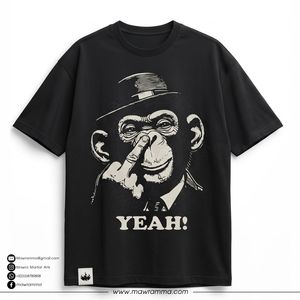 Camiseta de manga corta con estampado de personaje de mono negro para hombre, cuello redondo, estilo casual, ajuste regular, de algodón. - Product Image 3