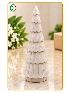 Decoración de Árbol de Navidad de Mármol Blanco Premium de 10 Pulgadas, Adorno Navideño de Lujo con Forma de Árbol para Decoración Interior Moderna del Hogar - Product Image 2