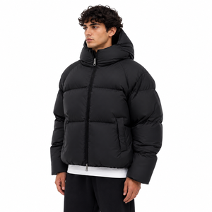 Fabricant de vestes matelassées surdimensionnées personnalisées |   Veste d'hiver matelassée à capuche pour homme |   Vêtements d'extérieur streetwear OEM/ODM - Product Image 1