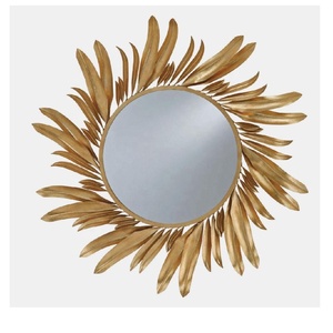 Marco de espejo de pared estilo girasol dorado de Metal para pared de salón dibujo decoración de habitación espejo de pared de baño de India decoración del hogar - Product Image 2