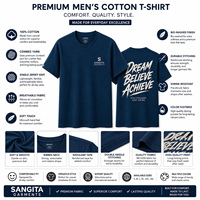 T-shirt à manches courtes en tissu éponge bleu marine pour homme de Sangita Garments, col rond, coupe classique, imprimé avec un motif de lettres, vêtement décontracté, 100% coton