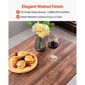 Juego de Mesa de Bar Rectangular de 47 Pulgadas, Color Nogal, con Cuatro Taburetes Negros, Diseño de Bordes Redondeados, para Sala de Estar, Comedor, Cocina, Muebles de Pub, 5 Piezas - Product Image 4