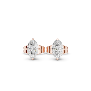 Boucles d'oreilles de luxe en or rose 10 carats avec diamant ovale Elara cultivé en laboratoire - Product Image 1