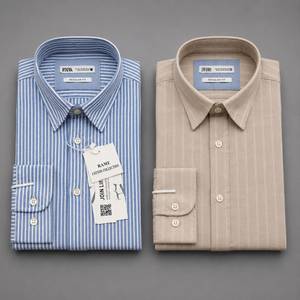 Men's <b>Yarn</b> Dyed Striped Cotton <b>Linen</b> Blend Long Sleeve Button Down Casual Woven Shirt for Wholesale OEM ODM - Product Image 5