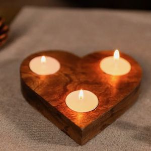 Heart Shape Wooden <b>Tea</b> <b>Light</b> Holder With Intricate Carved Pattern For Valentine'S Day Home Decoration - Product Image 4