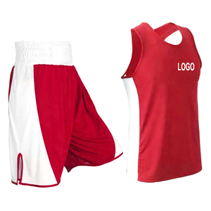 Conjunto de Uniforme de Baloncesto Sublimado Personalizado, Color Rojo y Blanco, Camiseta sin Mangas, Pantalones Cortos, Unisex, Adulto, Poliéster que Absorbe la Humedad - Product Image 1