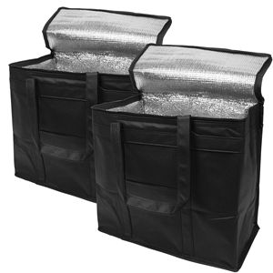 Borsa Termica Nera Resistente per Consegna Cibo e Alimenti, 13 X 14 X 8 Pollici, Borsa Frigo per Catering con Chiusura a Zip, Confezione da 2 - Product Image 1