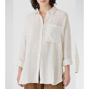 Camicetta di lino di misto modesto personalizzato estivo abbatta la <span class=keywords><strong>camicia</strong></span> <span class=keywords><strong>bianca</strong></span> senza maniche in lino biologico da donna - Product Image 1