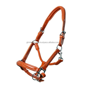 Premium Quality Fancy <b>Stitching</b> and Padding Tan Brown Leather Horse Halter for Horse Riding From Indian Supplier - Product Image 3