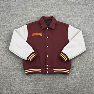 แจ็คเก็ต Letterman คุณภาพสูงสำหรับผู้ชายและผู้หญิง แจ็คเก็ตเบสบอลแบบ Varsity แขนหนังผสมขนสัตว์ จากผู้ผลิต - Product Image 6