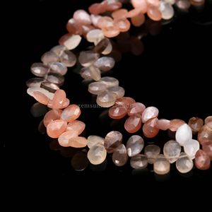 Cuentas facetadas de piedra lunar natural AAA en forma de pera de 5 mm y 7 mm, cuentas de piedra lunar tipo briolette para la fabricación de joyas, venta al por mayor, hilo de 6 pulgadas. - Product Image 3