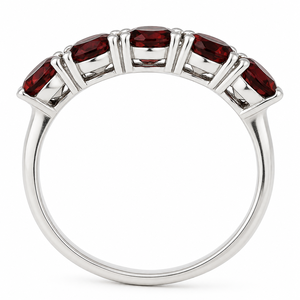 925 Sterling <b>Silver</b> Rhodium-Plated 5 <b>Garnet</b> Engagement Wedding <b>Ring</b> Trendy Anniversary Gift Jewelry Red Gemstone Jewelry - Product Image 2