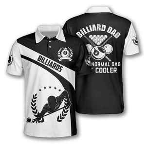 เสื้อโปโลสีดำลายเปลวไฟลูกบิลเลียด 8 และลายธงชาติอเมริกัน ผลิตจากโพลีเอสเตอร์ 100% แห้งเร็ว สำหรับผู้ที่ชื่นชอบสนุกเกอร์ - Product Image 1